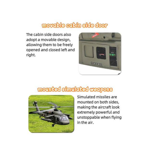 FLISHRC FL500 Black Hawk UH-60 500-Class 2.4GHz 6CH Scale RC 