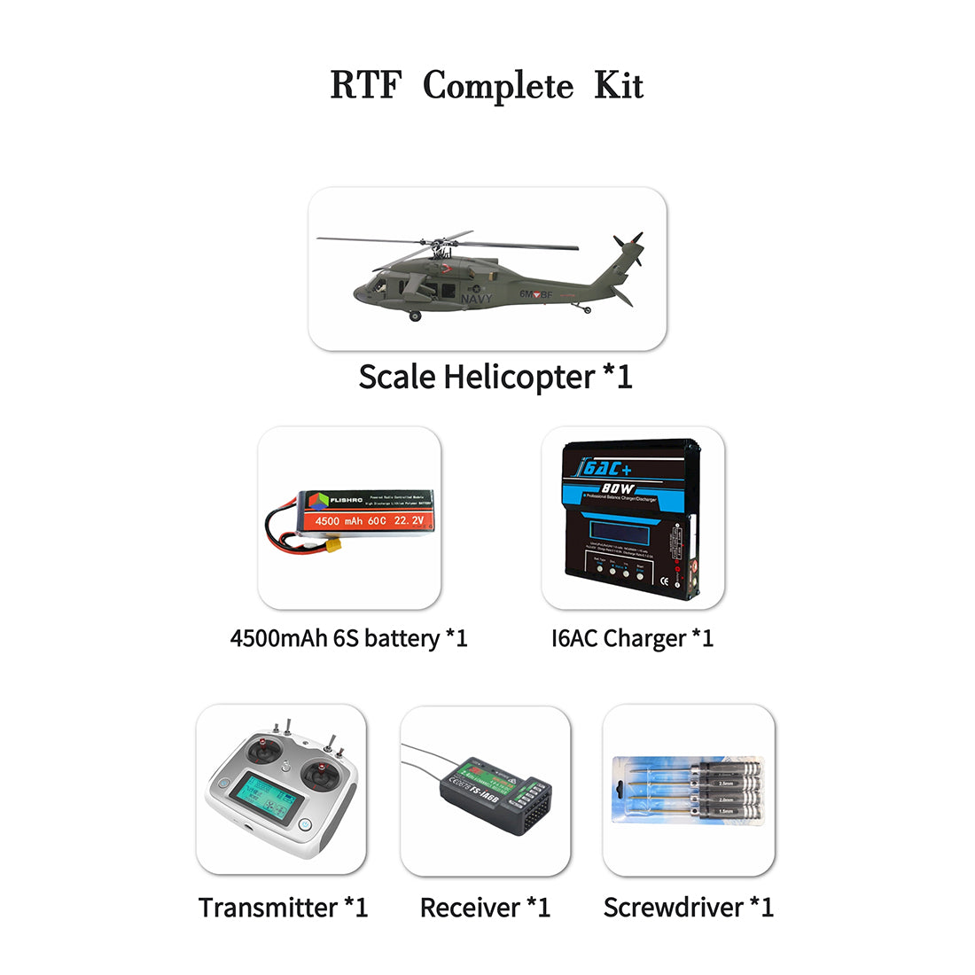 FLISHRC FL500 Black Hawk UH-60 500-Class 2.4GHz 6CH Scale RC 