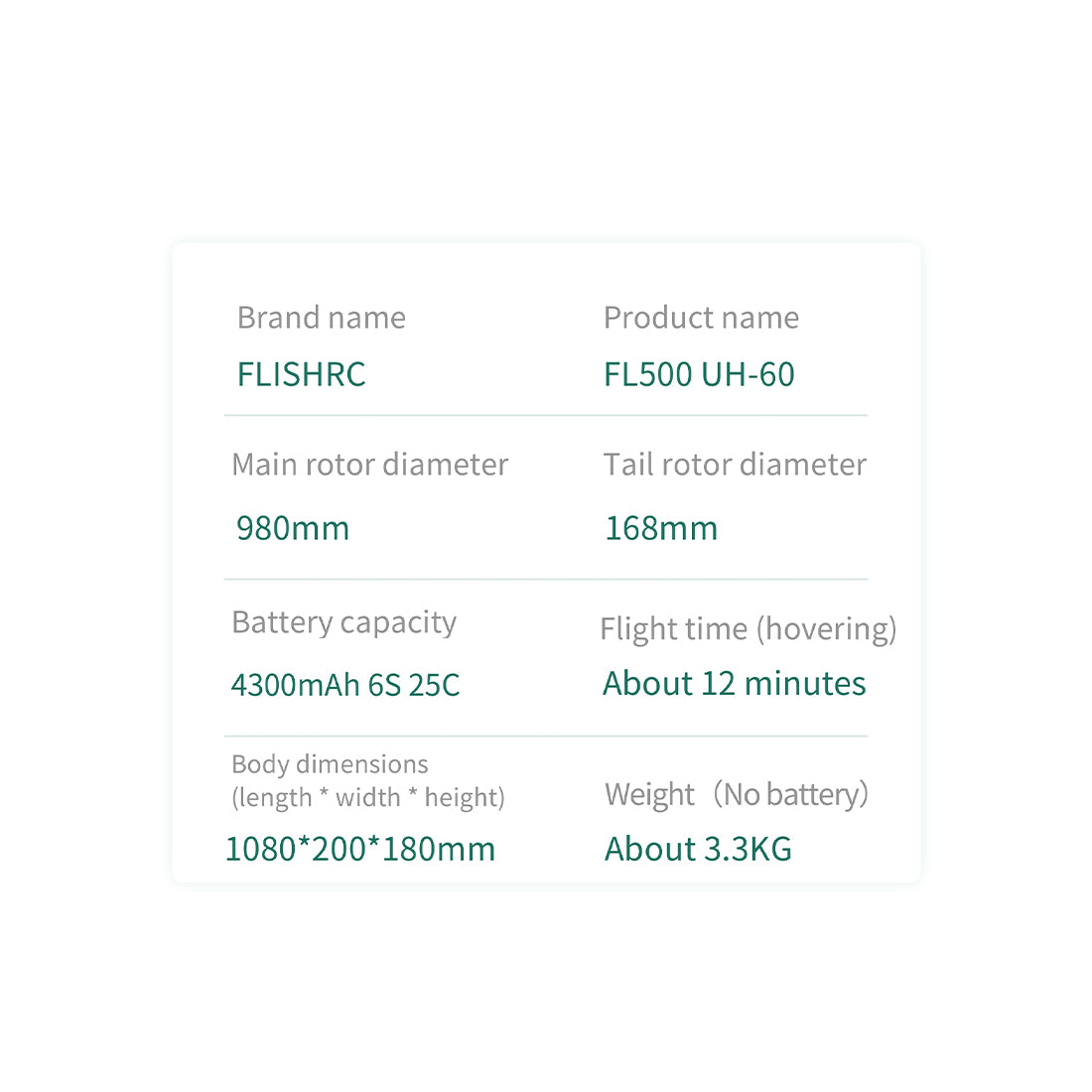 FLISHRC FL500 Black Hawk UH-60 500-Class 2.4GHz 6CH Scale RC 
