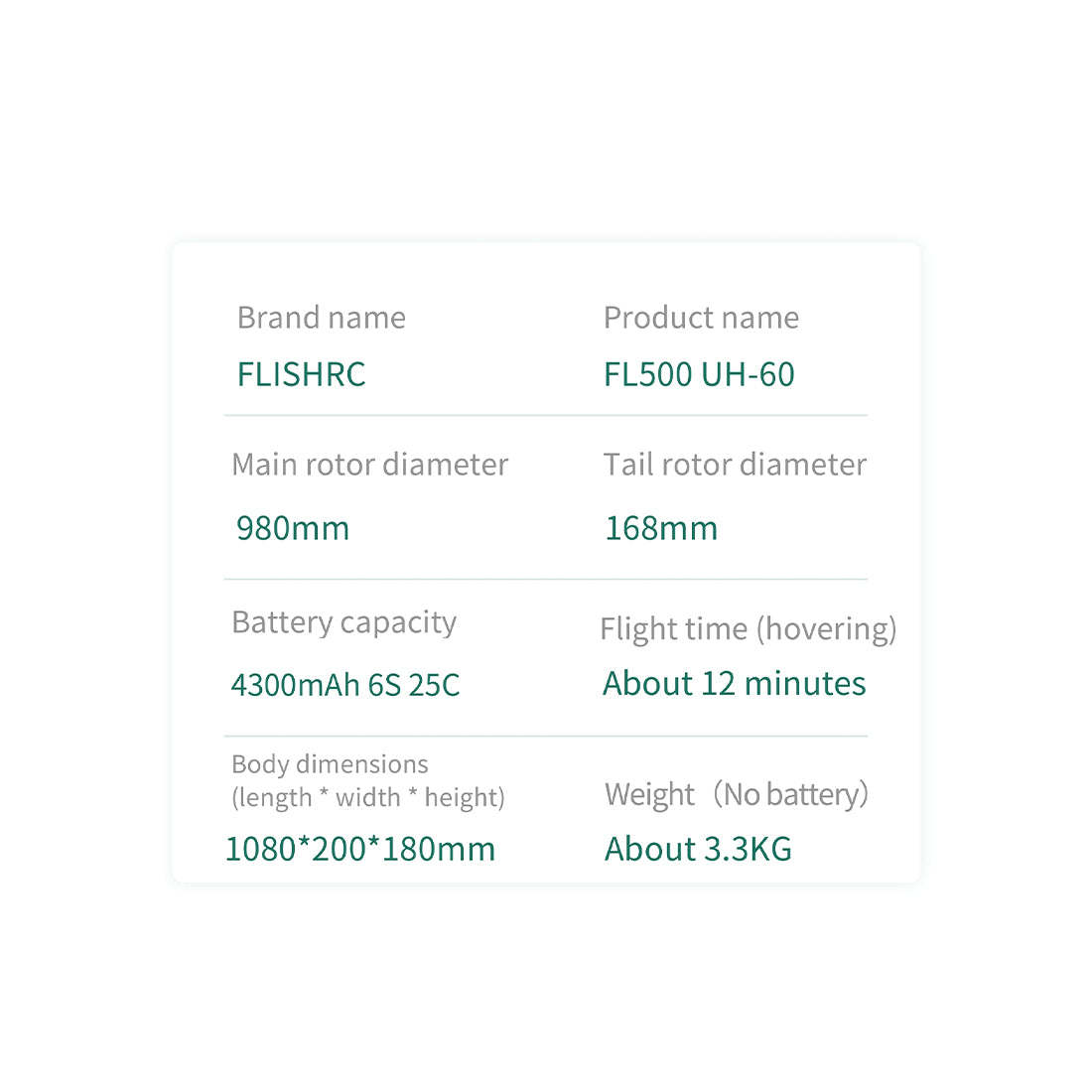 FLISHRC FL500 Black Hawk UH-60 500-Class 2.4GHz 6CH Scale RC 