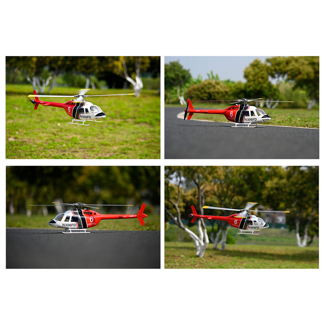 FLYWING Bell-206-V4 470-Class RC Helicopter Model 2.4G RC 6CH Electric Airplane with Model 1 & Model 2 Switchable(RTF Version)