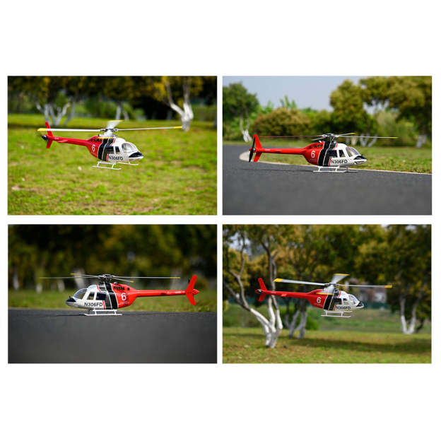 FLYWING Bell-206-V4 470-Class RC Helicopter Model 2.4G RC 6CH Electric Airplane with Model 1 & Model 2 Switchable(RTF Version)