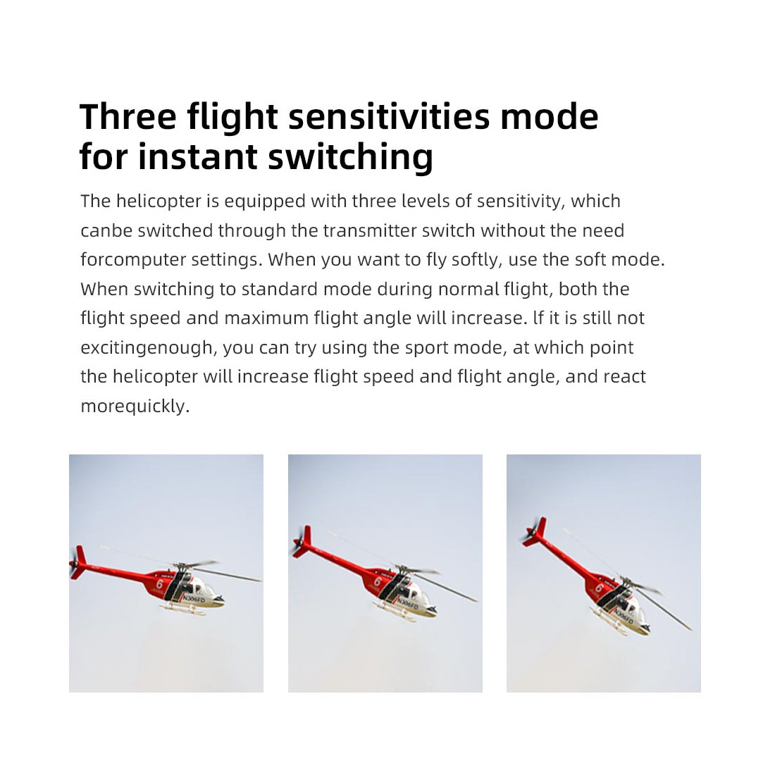 FLYWING Bell-206-V4 470-Class RC Helicopter Model 2.4G RC 6CH Electric Airplane with Model 1 & Model 2 Switchable(RTF Version)