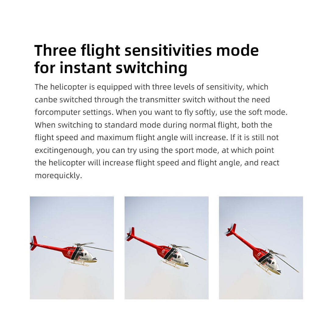 FLYWING Bell-206-V4 470-Class RC Helicopter Model 2.4G RC 6CH Electric Airplane with Model 1 & Model 2 Switchable(RTF Version)