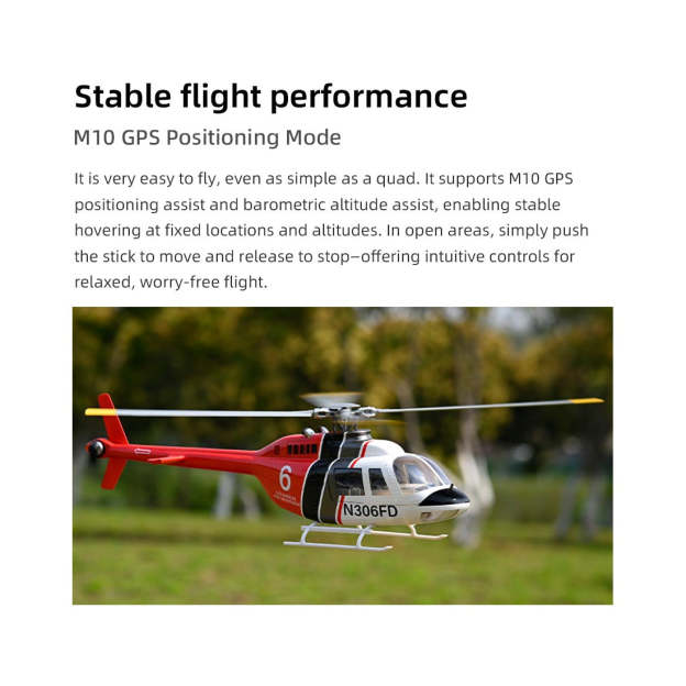 FLYWING Bell-206-V4 470-Class RC Helicopter Model 2.4G RC 6CH Electric Airplane with Model 1 & Model 2 Switchable(RTF Version)