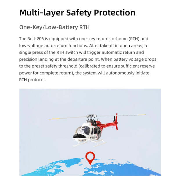 FLYWING Bell-206-V4 470-Class RC Helicopter Model 2.4G RC 6CH Electric Airplane with Model 1 & Model 2 Switchable(RTF Version)
