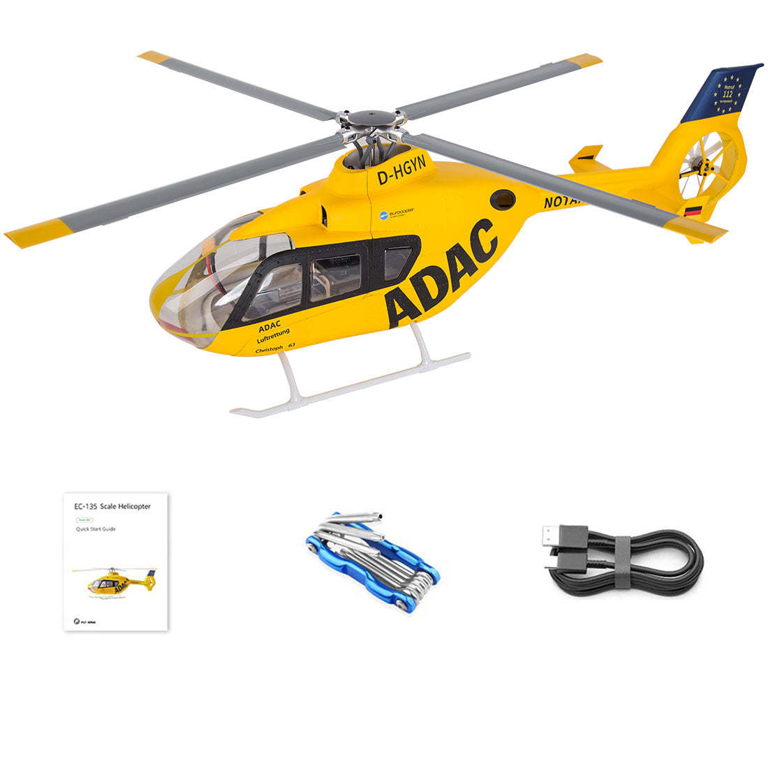 FLYWING EC135 470 Class RC Helicopter ADAC 6CH 2.4G with ACE Flight Controller & GPS
