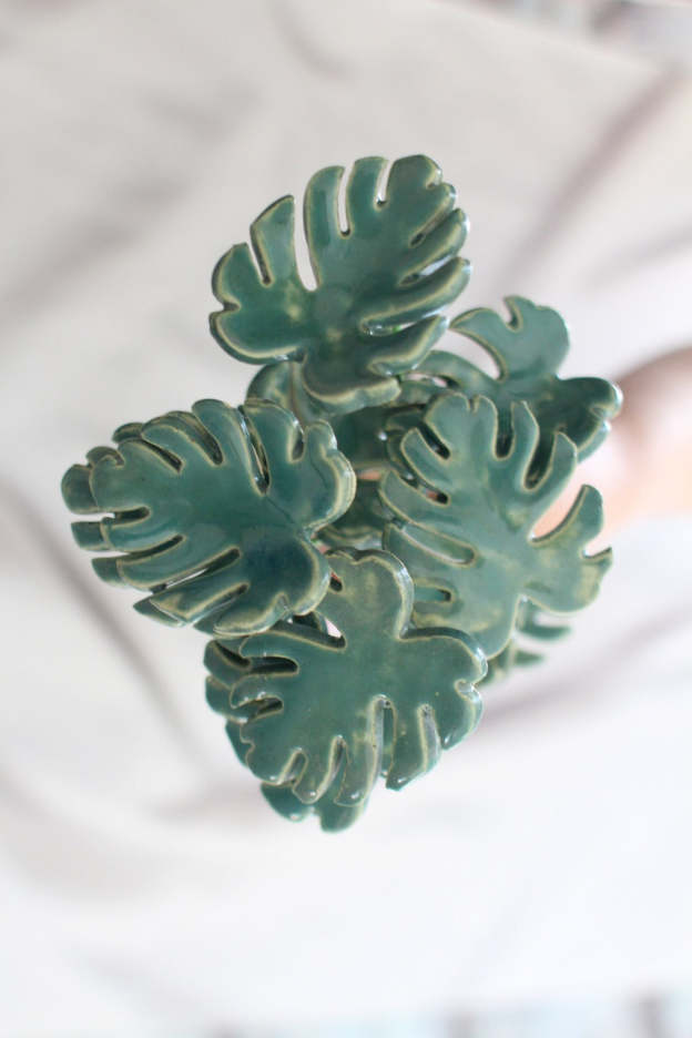 Ceramic Monstera leaves Housewarming gift