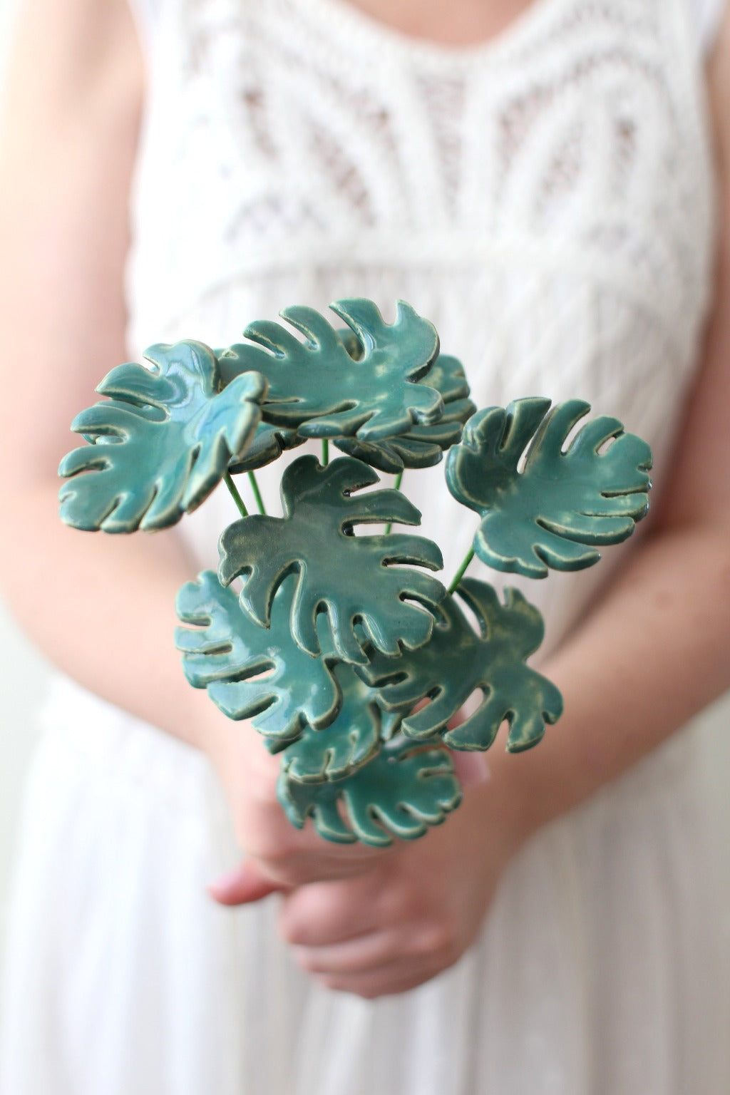 Ceramic Monstera leaves Housewarming gift