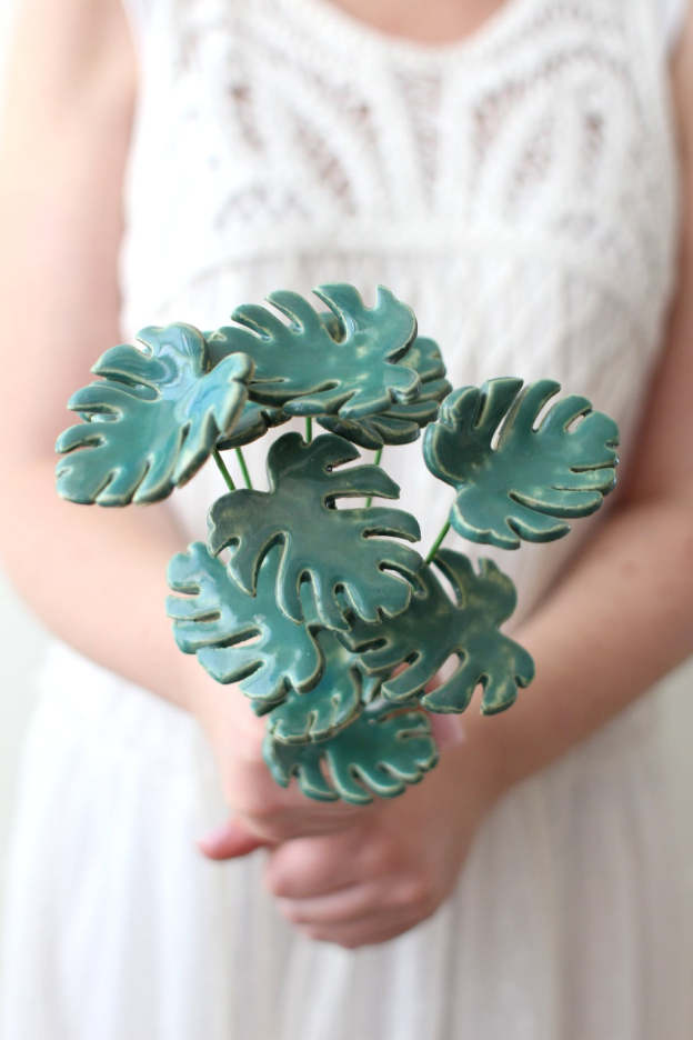 Ceramic Monstera leaves Housewarming gift