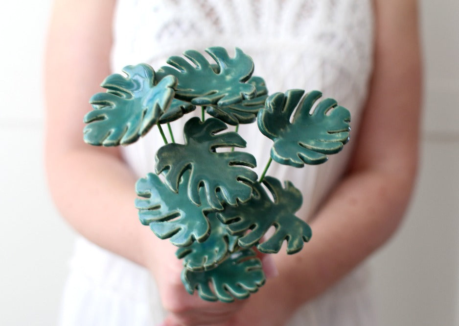 Ceramic Monstera leaves Housewarming gift