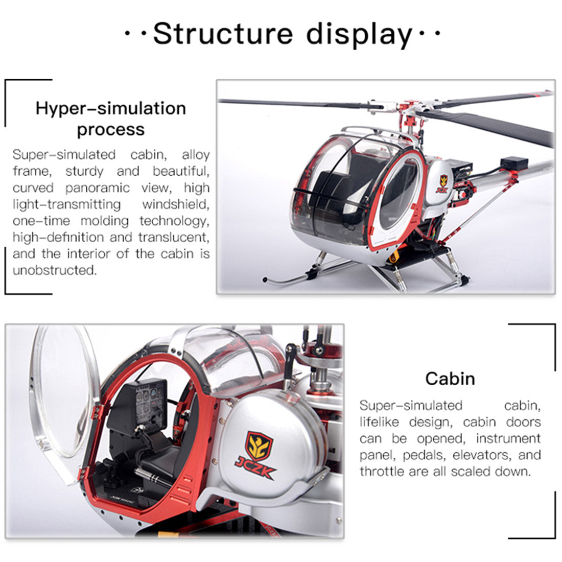 JCZK 300C PRO 2.4G 3-Blade Flybarless Alloy Realistic Schweizer RC Helicopter Mode