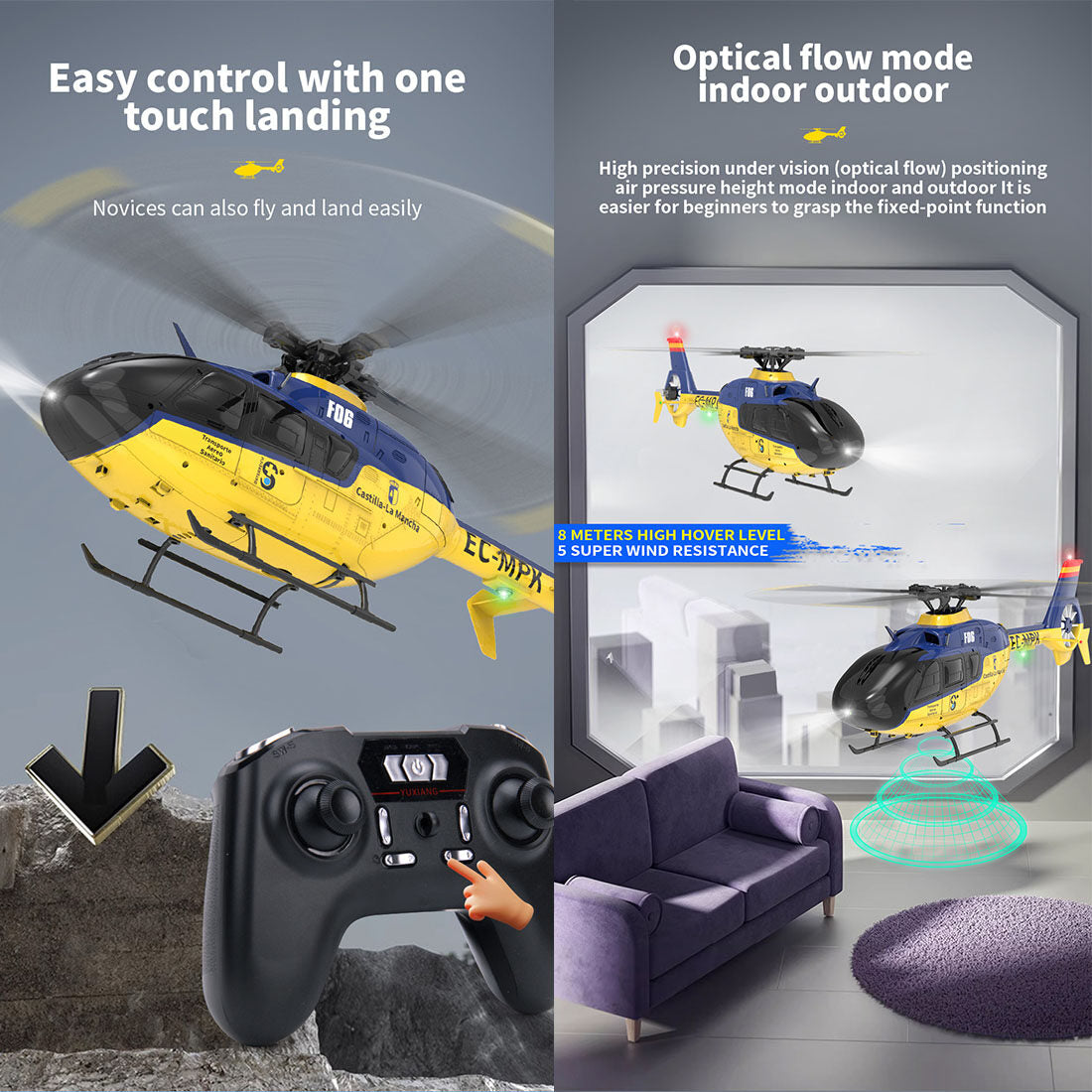 F06 1/36 Scale EC 135 2.4G 6CH Brushless Direct Drive RC Helicopter 3D/6G Flybarless RTF (mode1/mode2 switchable)