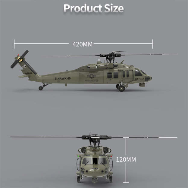  F09-V Blackhawk RC Helicopter 1/47 Scale 2.4G 6CH Dual Brushless Direct Drive Flybarless 6G/3D Stunt Model