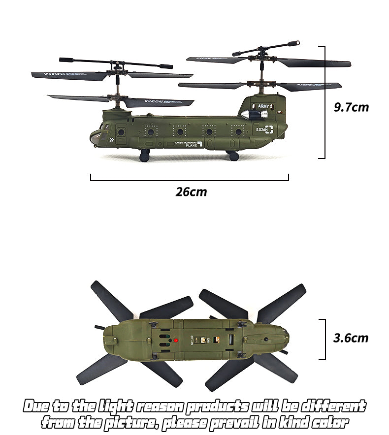 S026H Chinook Military Transport RC Helicopter 2.4G RC 3CH Dual-Rotor Military Aircraft Model RTF