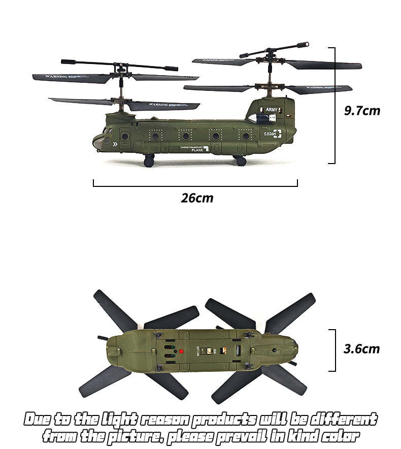 S026H Chinook Military Transport RC Helicopter 2.4G RC 3CH Dual-Rotor Military Aircraft Model RTF