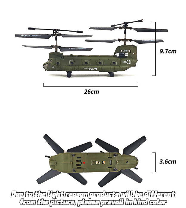 S026H Chinook Military Transport RC Helicopter 2.4G RC 3CH Dual-Rotor Military Aircraft Model RTF