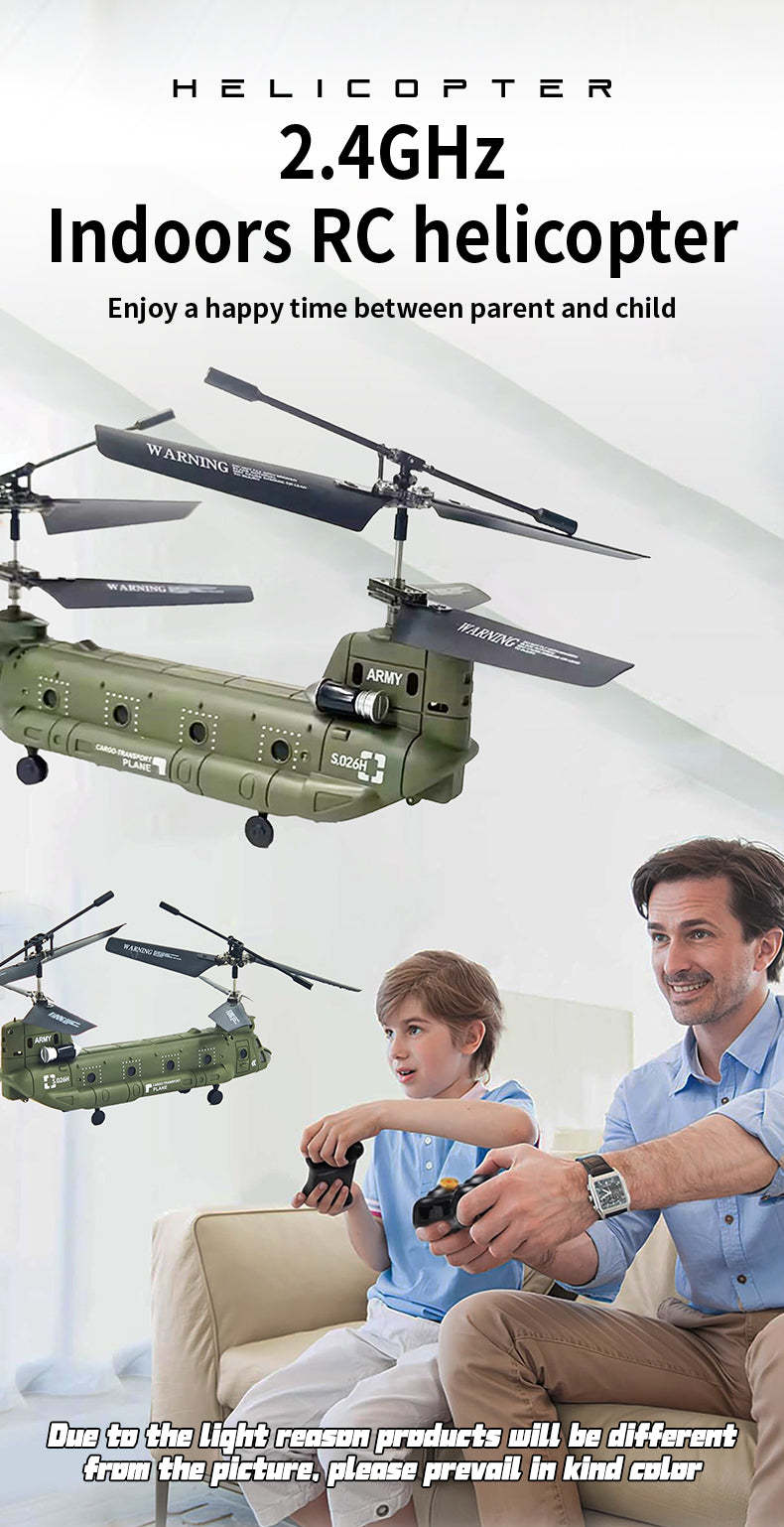 S026H Chinook Military Transport RC Helicopter 2.4G RC 3CH Dual-Rotor Military Aircraft Model RTF