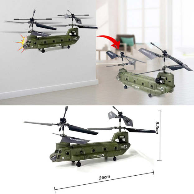 S026H Chinook Military Transport RC Helicopter 2.4G RC 3CH Dual-Rotor Military Aircraft Model RTF