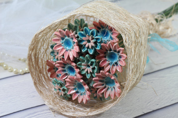 Wedding decor Wedding centerpiece Flowers decorations Spring decor Ceramic flowers