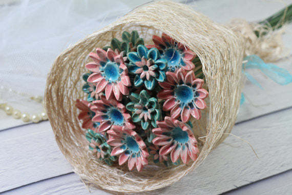 Wedding decor Wedding centerpiece Flowers decorations Spring decor Ceramic flowers