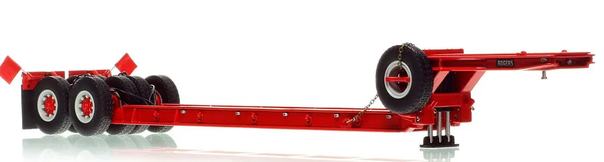 1:50 scale model of 1950s Rogers 90-Ton Beam Trailer - Viper Red