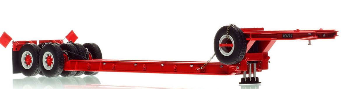1:50 scale model of 1950s Rogers 90-Ton Beam Trailer - Viper Red