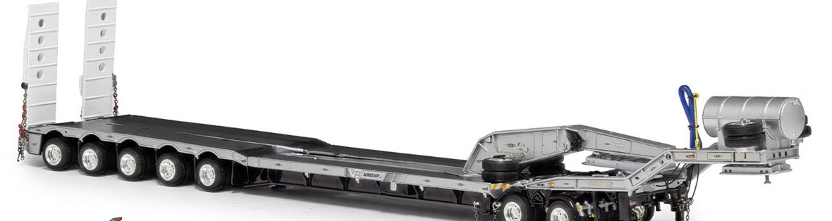 1:50 scale diecast model of Drake Trailers 5x8 + 2x8 Swingwing Drop Deck Trailer - VE Group