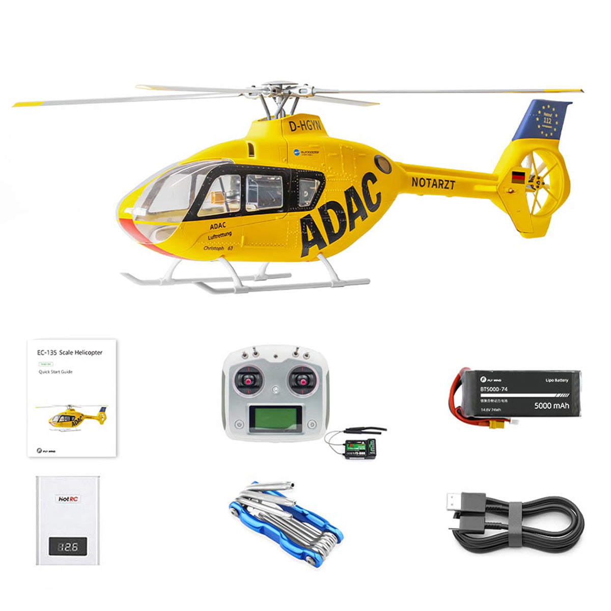 FLYWING EC135 470 Class RC Helicopter ADAC 6CH 2.4G with ACE Flight Controller & GPS