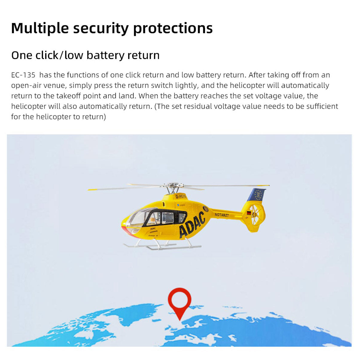 FLYWING EC135 470 Class RC Helicopter ADAC 6CH 2.4G with ACE Flight Controller & GPS