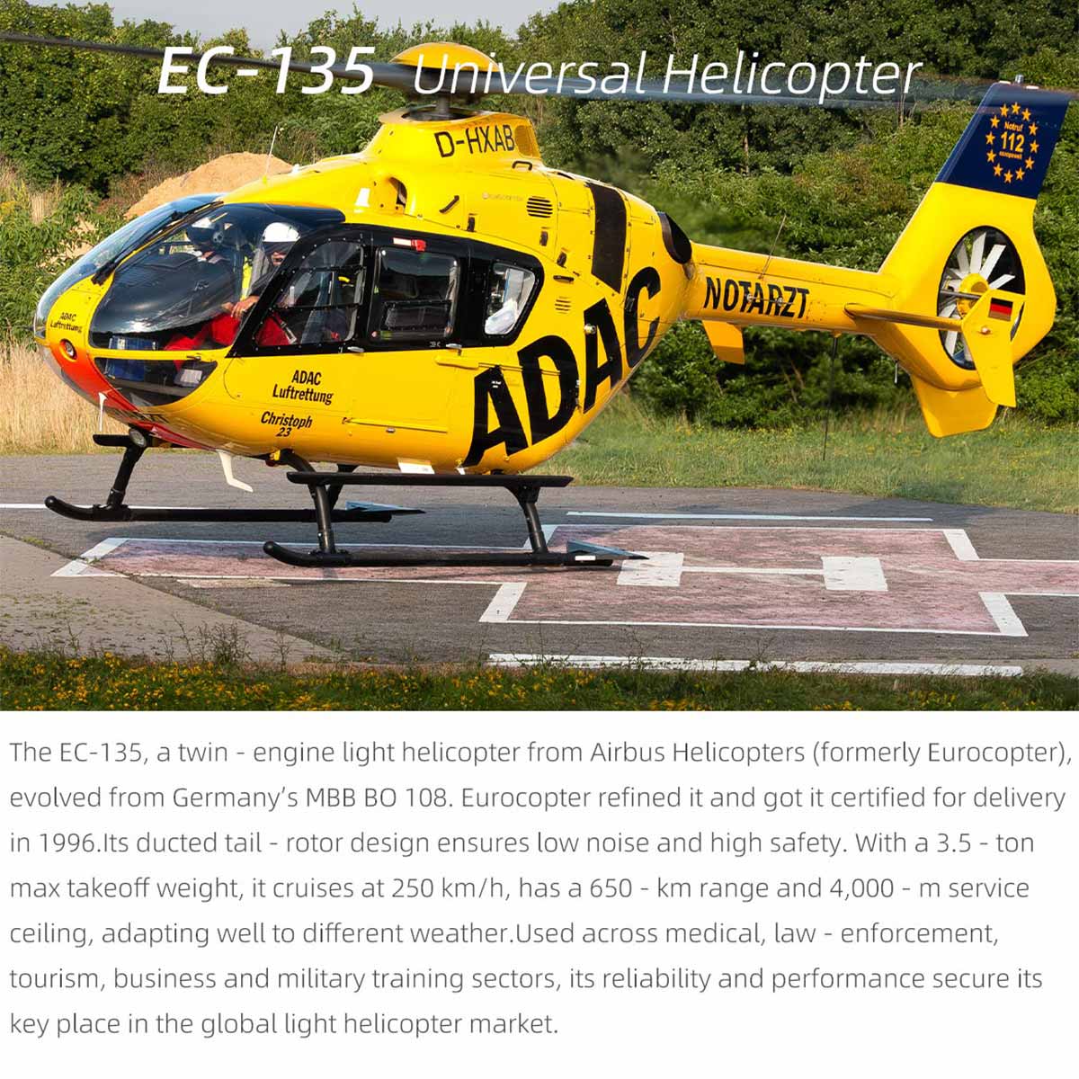 FLYWING EC135 470 Class RC Helicopter ADAC 6CH 2.4G with ACE Flight Controller & GPS