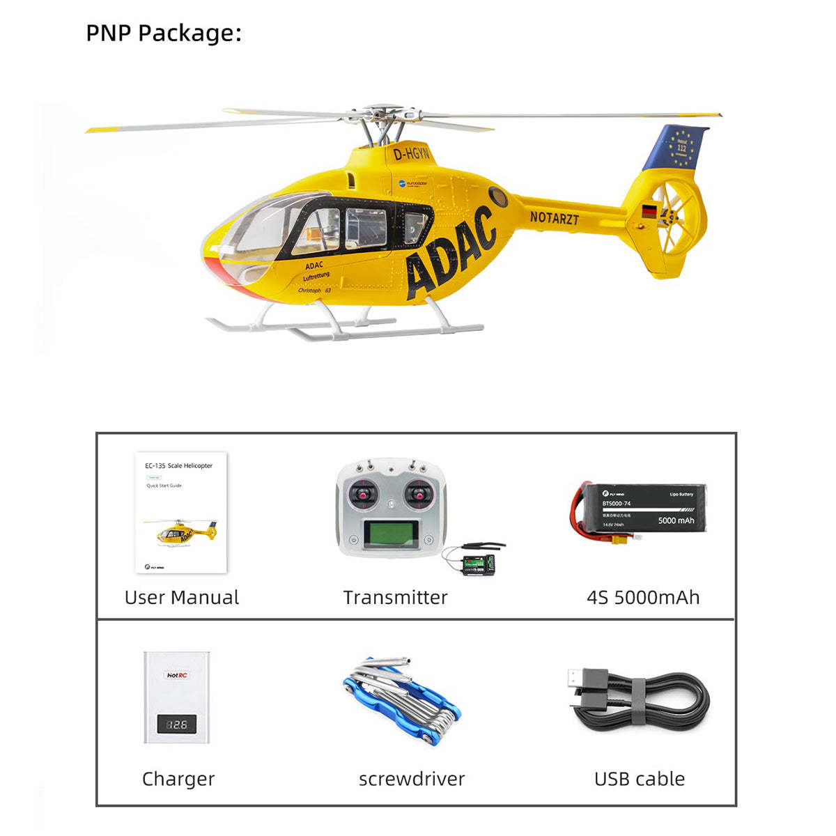 FLYWING EC135 470 Class RC Helicopter ADAC 6CH 2.4G with ACE Flight Controller & GPS