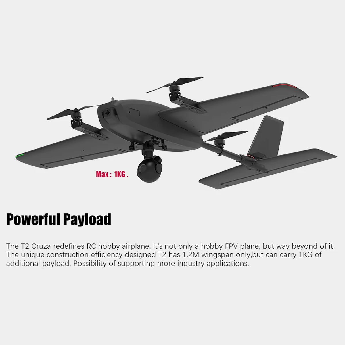 HEEWING Cruza T2 VTOL 2.4G EPP Fixed-Wing RC Aircraft with FPV Camera Mount and Flight Controller