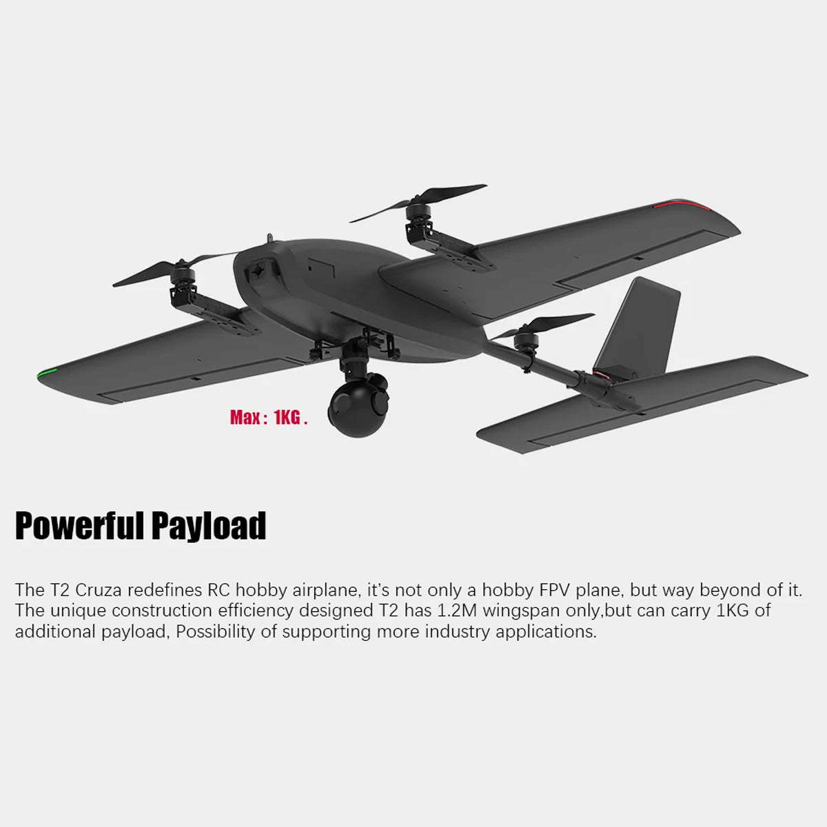 HEEWING Cruza T2 VTOL 2.4G EPP Fixed-Wing RC Aircraft with FPV Camera Mount and Flight Controller