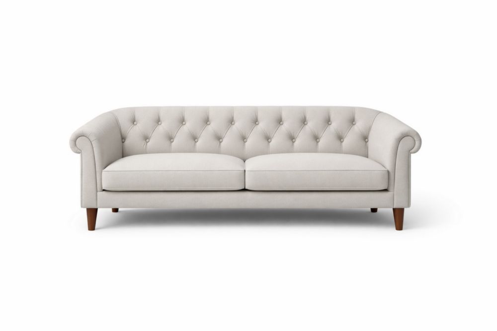 Canapé 3 places tissu polyester Gris Clair pieds en bois de hêtre