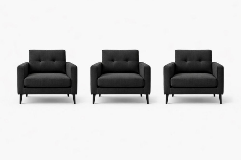 Fauteuil tissu Gris Anthracite Lot de 3