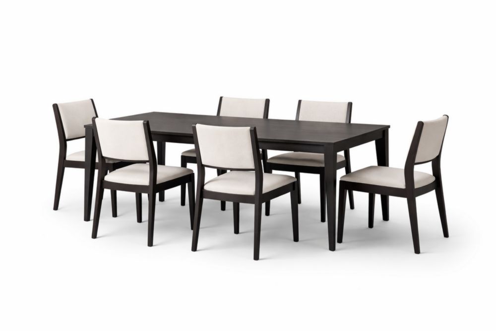 Ensemble de salle à manger en bois et tissu avec 6 chaises