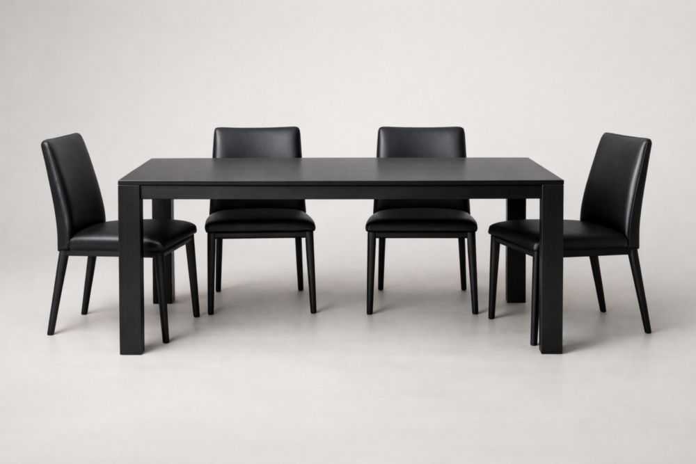 Ensemble de salle à manger 5 pièces en MDF et acier Noir