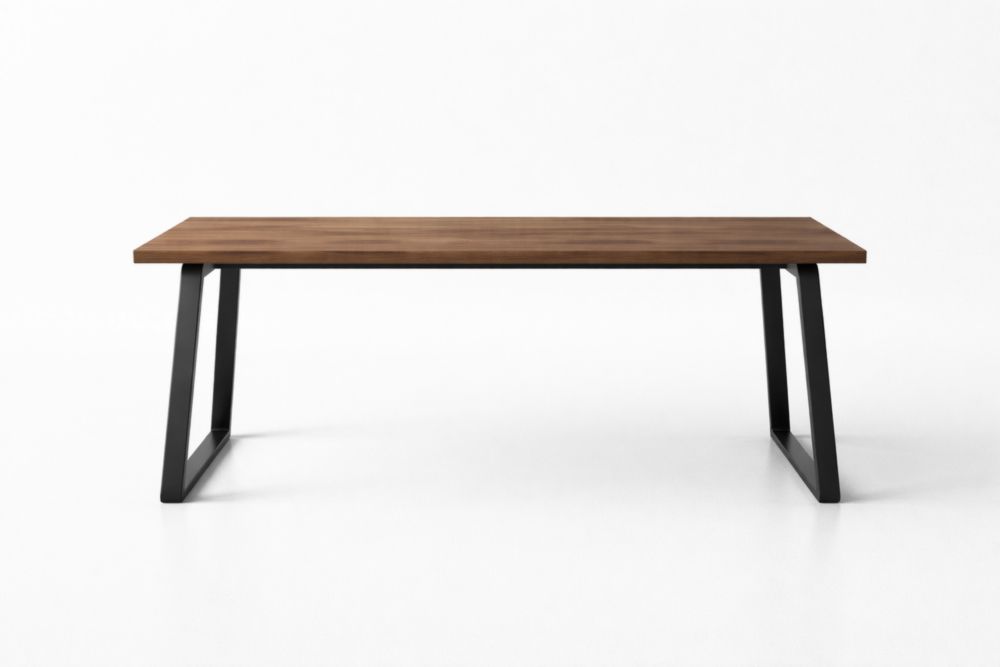 Table rectangulaire en bois de noyer et pieds en acier noir 180x90x75 cm