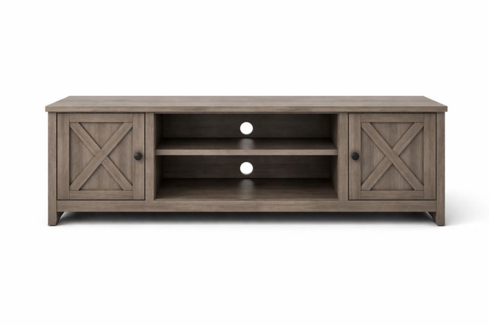 Meuble TV en Bois Brun 2 Portes 120x40x60 cm