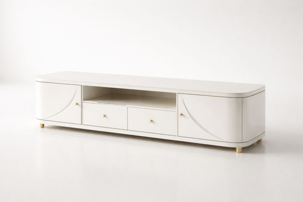 Meuble TV rectangulaire 180x40x45 cm MDF Blanc