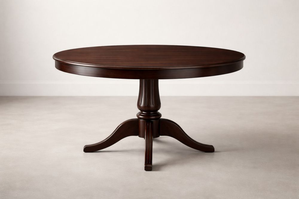 Table à manger ronde en bois marron