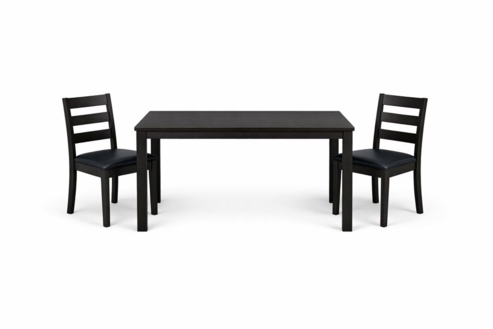 Ensemble de table et 2 chaises en bois noir