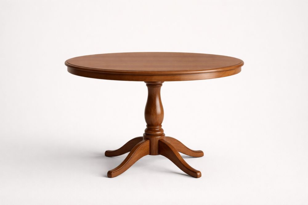 Table ronde en bois massif marron