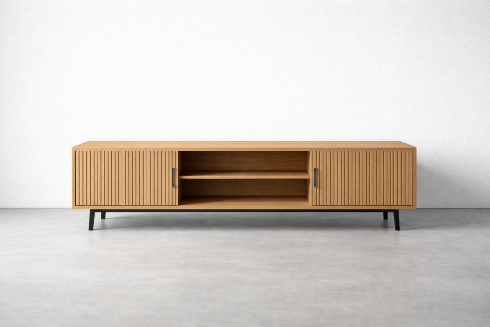 Meuble TV en bois MDF avec pieds en métal noir