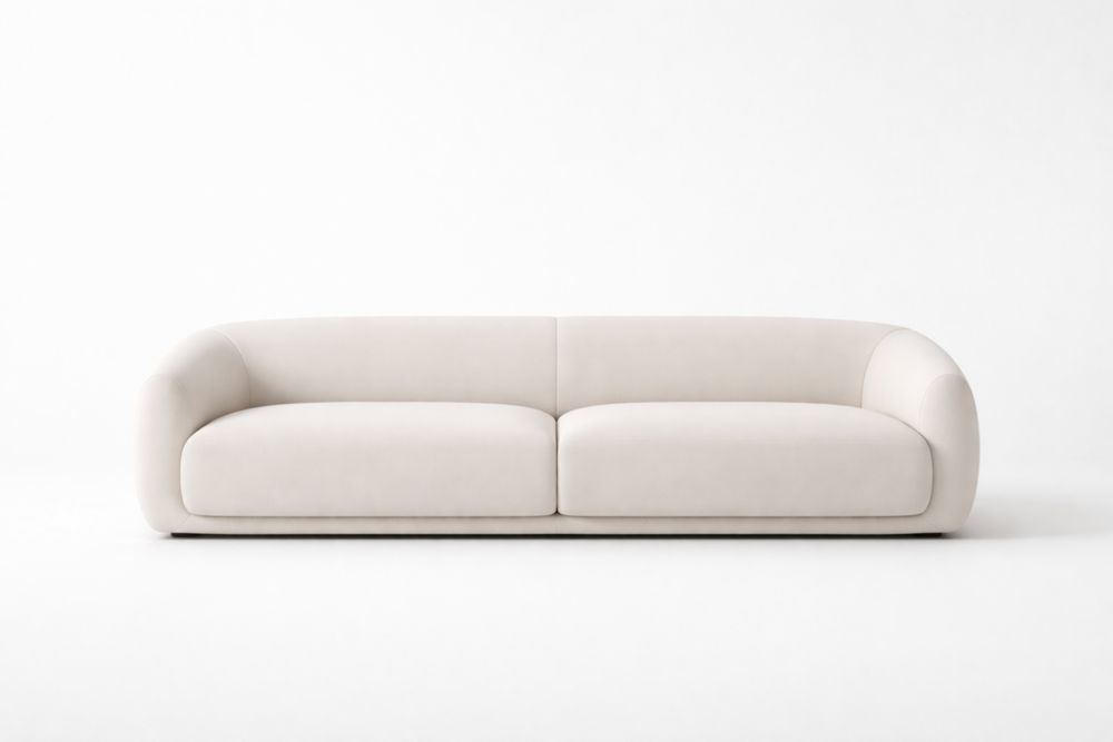 Canapé en tissu polyester beige arrondi