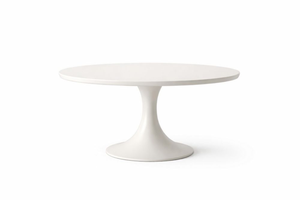 Table à manger ronde 120 cm MDF blanc et aluminium