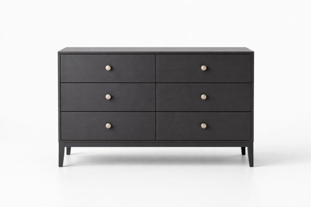 Commode 6 tiroirs MDF Noir 100x40x80 cm