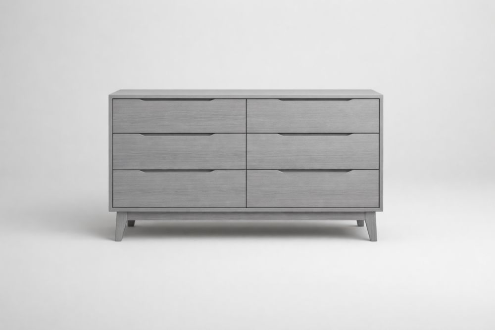 Commode à 6 tiroirs en bois gris