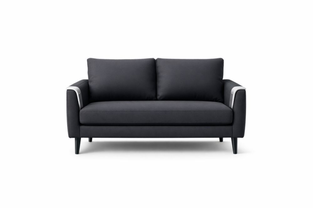 Canapé 2 Places en Tissu Noir et Blanc